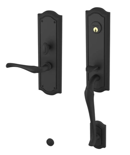 Baldwin Estate Bethpage Mortise Handleset Trim with Interior Right Handed Lever in Satin Black finish