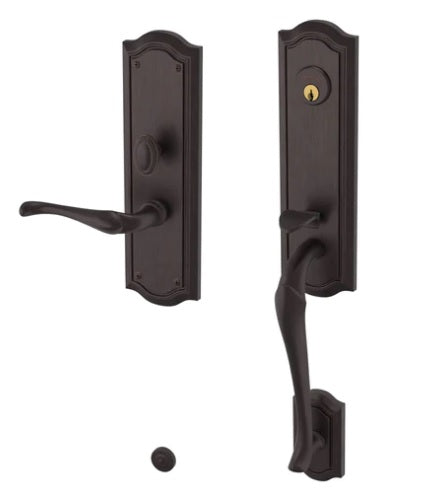 Baldwin Estate Bethpage Mortise Handleset Trim with Interior Right Handed Lever in Venetian Bronze finish