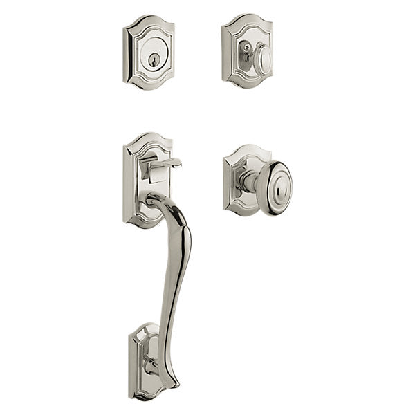 Baldwin Estate Bethpage Sectional Single Cylinder Handleset with Interior 5077 Knob in Lifetime Polished Nickel finish