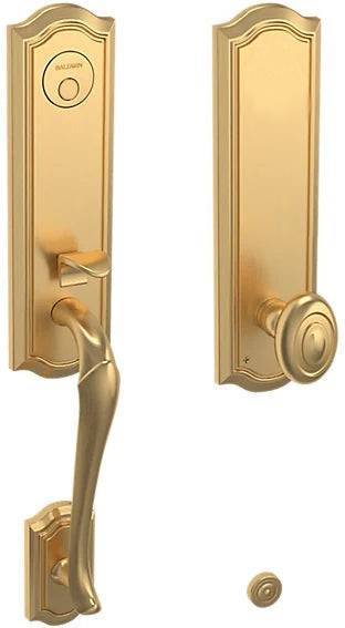 Baldwin Estate Bethpage Single Cylinder Handleset with Interior 5077 Knob in Lifetime Satin Brass finish