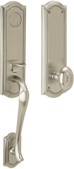 Baldwin Estate Bethpage Single Cylinder Handleset with Interior 5077 Knob in Lifetime Satin Nickel finish