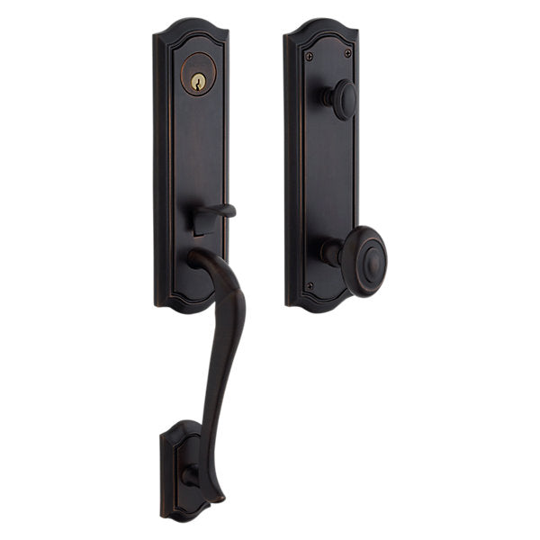 Baldwin Estate Bethpage Single Cylinder Handleset with Interior 5077 Knob in Oil Rubbed Bronze finish