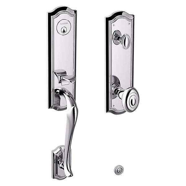 Baldwin Estate Bethpage Single Cylinder Handleset with Interior 5077 Knob in Polished Chrome finish