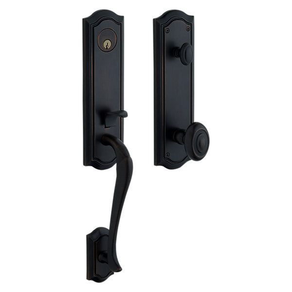 Baldwin Estate Bethpage Single Cylinder Handleset with Interior 5077 Knob in Satin Black finish