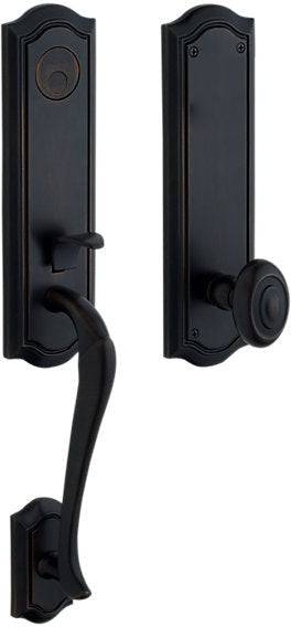 Baldwin Estate Bethpage Single Cylinder Handleset with Interior 5077 Knob in Satin Black finish