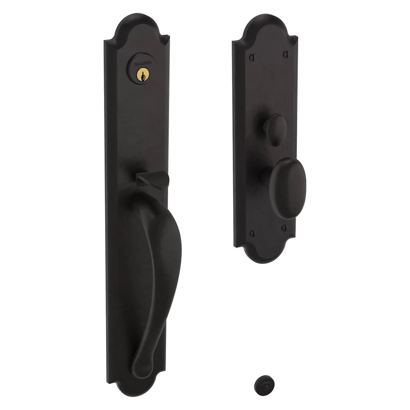 Baldwin Estate Boulder Full Escutcheon Handleset Trim with Interior Knob in Oil Rubbed Bronze finish