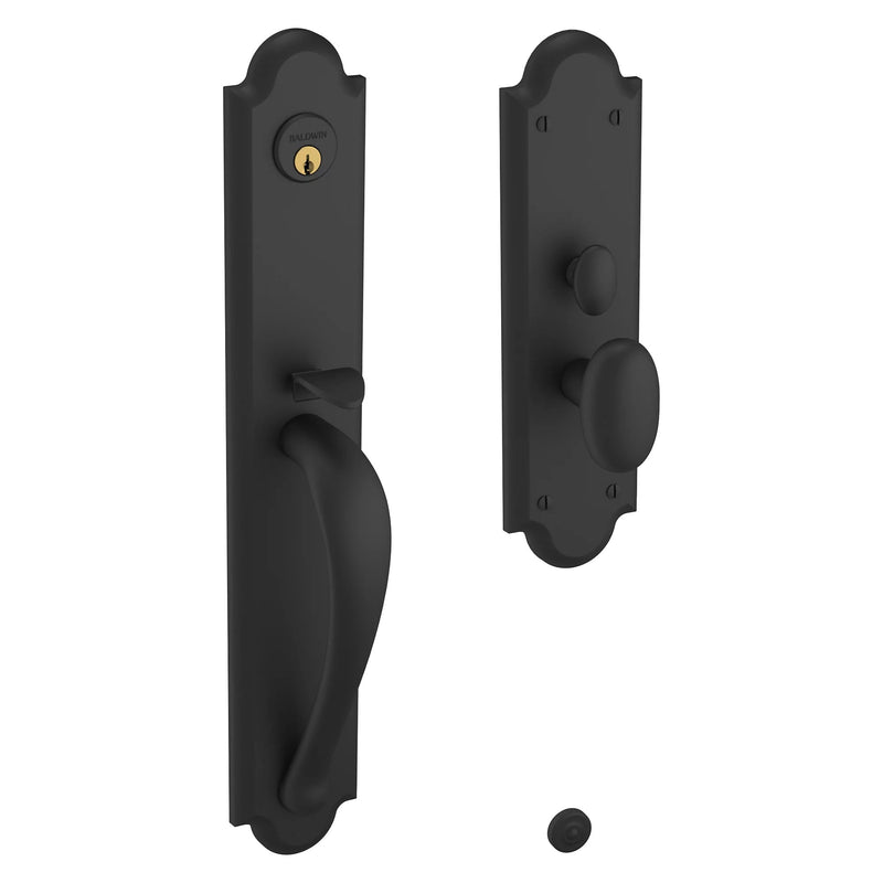 Baldwin Estate Boulder Full Escutcheon Handleset Trim with Interior Knob in Satin Black finish