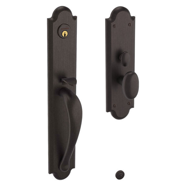 Baldwin Estate Boulder Full Escutcheon Handleset Trim with Interior Knob in Venetian Bronze finish