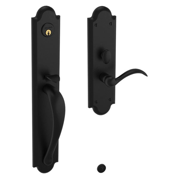 Baldwin Estate Boulder Full Escutcheon Handleset Trim with Interior Left Handed Lever in Distressed Oil Rubbed Bronze finish