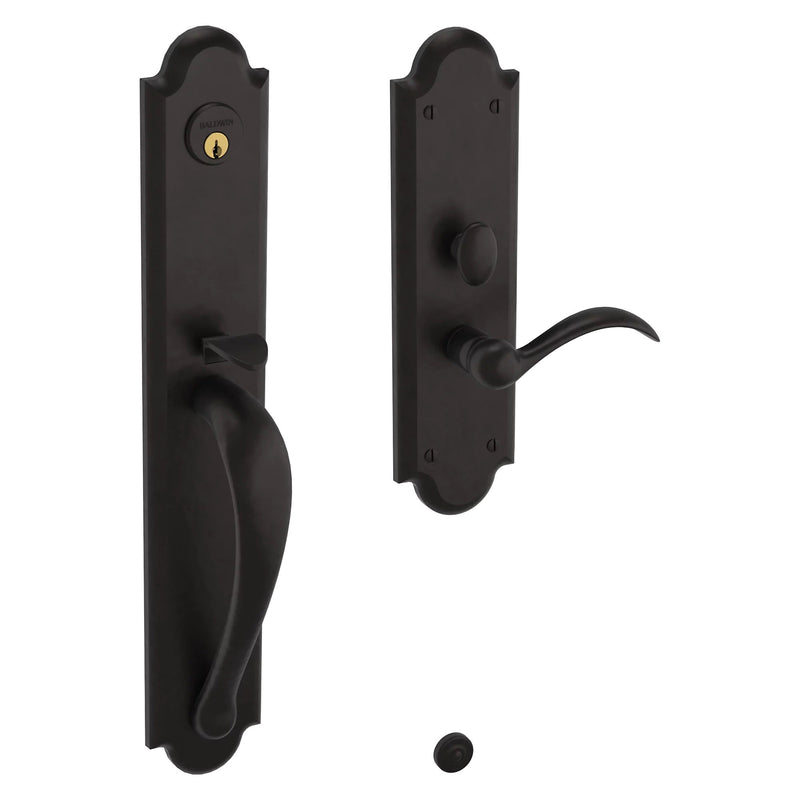 Baldwin Estate Boulder Full Escutcheon Handleset Trim with Interior Left Handed Lever in Oil Rubbed Bronze finish