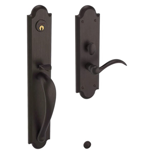 Baldwin Estate Boulder Full Escutcheon Handleset Trim with Interior Left Handed Lever in Venetian Bronze finish