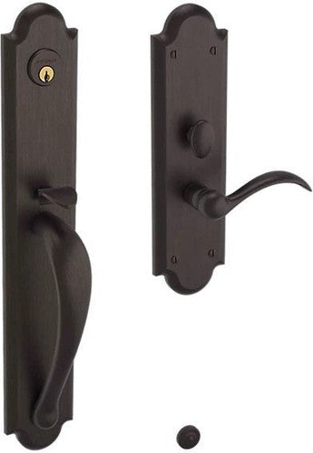 Baldwin Estate Boulder Full Escutcheon Handleset Trim with Interior Lever in Venetian Bronze finish