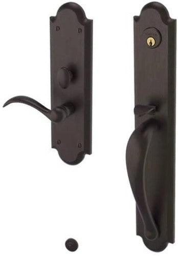 Baldwin Estate Boulder Full Escutcheon Handleset Trim with Interior Lever in Venetian Bronze finish