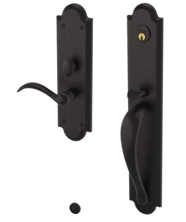 Baldwin Estate Boulder Full Escutcheon Handleset Trim with Interior Right Handed Lever in Oil Rubbed Bronze finish