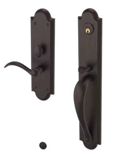 Baldwin Estate Boulder Full Escutcheon Handleset Trim with Interior Right Handed Lever in Venetian Bronze finish