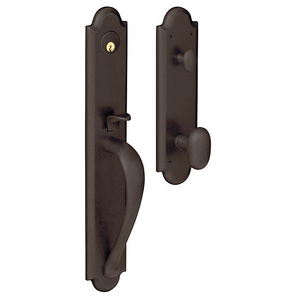 Baldwin Estate Boulder Full Handleset With Interior 5024 Oval Knob in Venetian Bronze finish