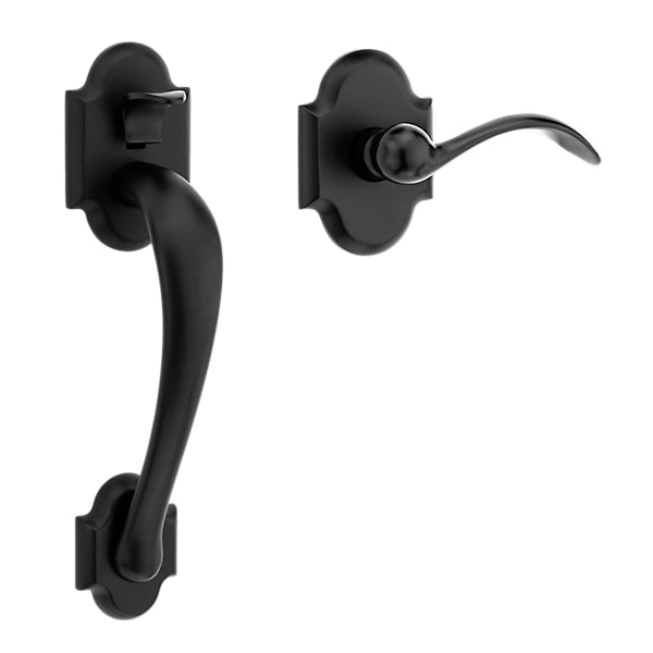 Baldwin Estate Boulder Lower Half Handleset with Interior Left Handed 5452V Lever in Satin Black finish