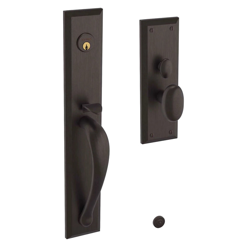 Baldwin Estate Cody Full Escutcheon Handleset Trim with Interior Knob in Venetian Bronze finish