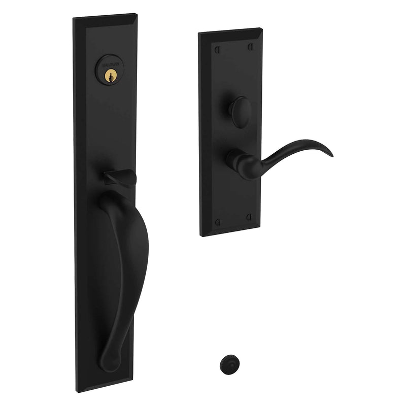 Baldwin Estate Cody Full Escutcheon Handleset Trim with Interior Left Handed Lever in Distressed Oil Rubbed Bronze finish