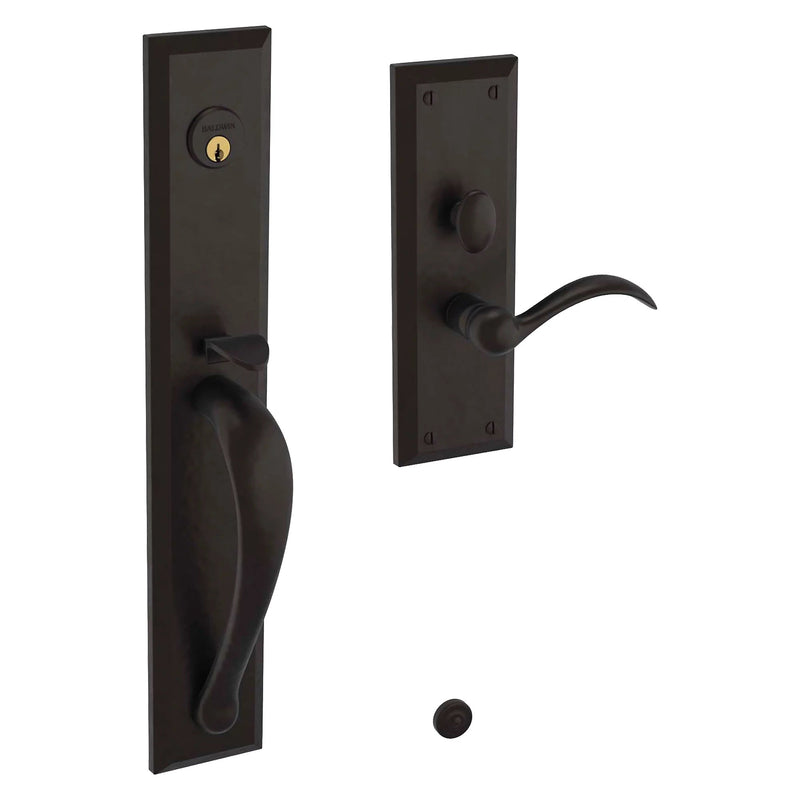 Baldwin Estate Cody Full Escutcheon Handleset Trim with Interior Left Handed Lever in Oil Rubbed Bronze finish