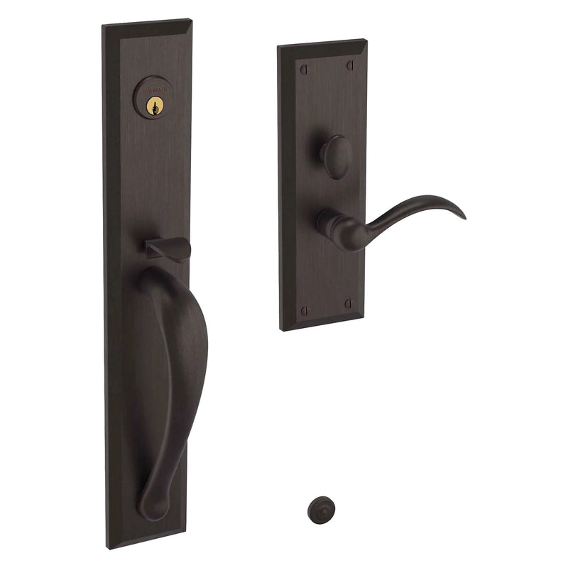 Baldwin Estate Cody Full Escutcheon Handleset Trim with Interior Left Handed Lever in Venetian Bronze finish