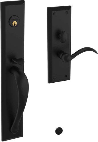 Baldwin Estate Cody Full Escutcheon Handleset Trim with Interior Lever in Distressed Oil Rubbed Bronze finish