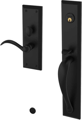 Baldwin Estate Cody Full Escutcheon Handleset Trim with Interior Lever in Distressed Oil Rubbed Bronze finish