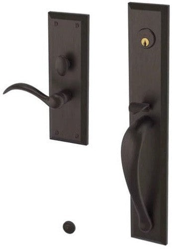 Baldwin Estate Cody Full Escutcheon Handleset Trim with Interior Lever in Venetian Bronze finish