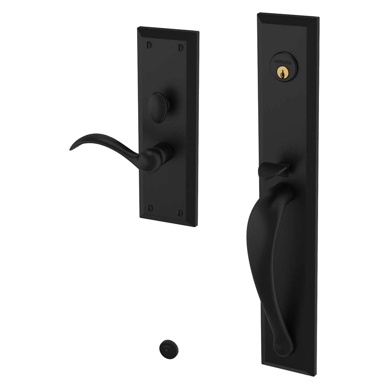 Baldwin Estate Cody Full Escutcheon Handleset Trim with Interior Right Handed Lever in Distressed Oil Rubbed Bronze finish