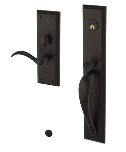 Baldwin Estate Cody Full Escutcheon Handleset Trim with Interior Right Handed Lever in Oil Rubbed Bronze finish