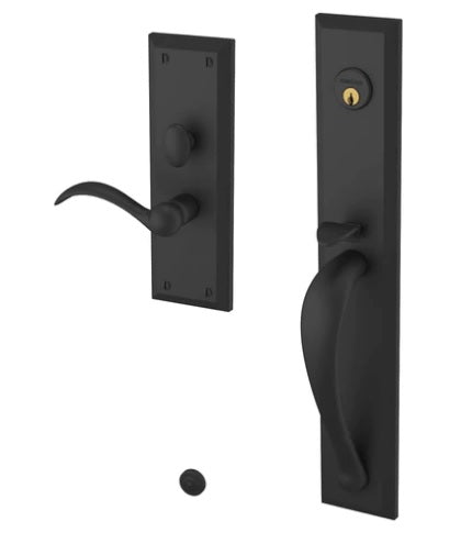 Baldwin Estate Cody Full Escutcheon Handleset Trim with Interior Right Handed Lever in Satin Black finish