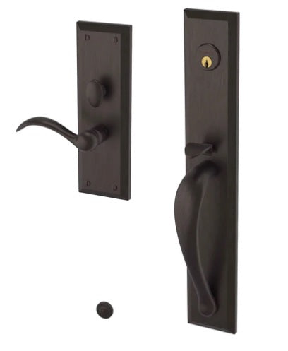 Baldwin Estate Cody Full Escutcheon Handleset Trim with Interior Right Handed Lever in Venetian Bronze finish