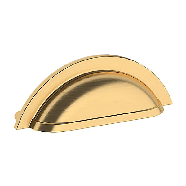 Baldwin Estate Cup Pull 4" in Lifetime Satin Brass finish