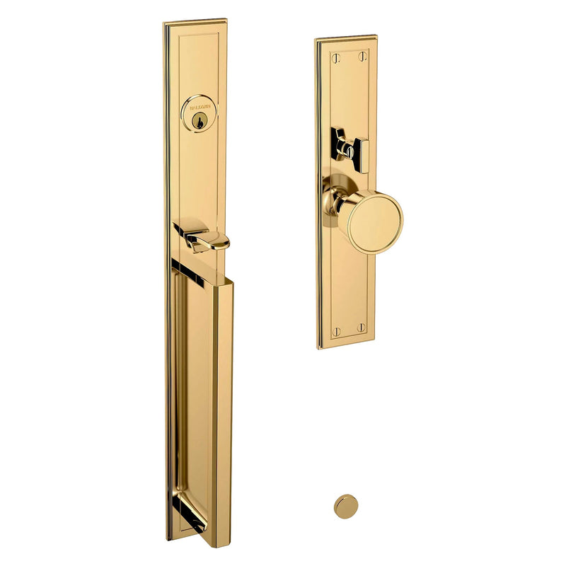 Baldwin Estate Hollywood Hills Mortise Handleset Entrance Trim with Interior K008 Knob in Unlacquered Brass finish
