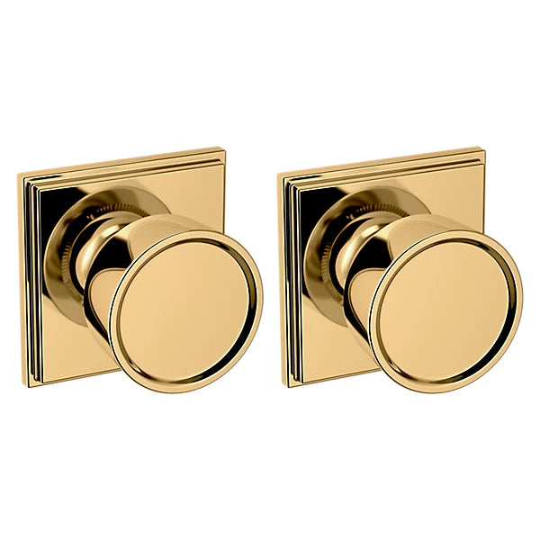 Baldwin Estate K007 Hollywood Hills Full Dummy Knob with R050 Rose in Lifetime Polished Brass finish