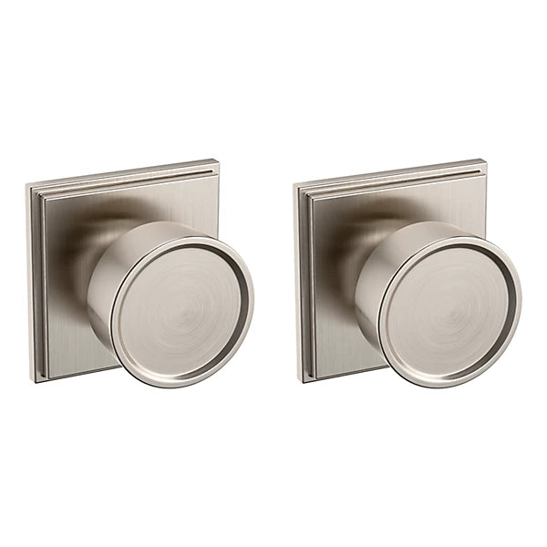 Baldwin Estate K007 Hollywood Hills Full Dummy Knob with R050 Rose in Lifetime Satin Nickel finish