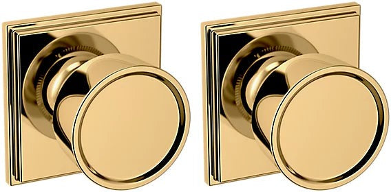 Baldwin Estate K007 Hollywood Hills Full Dummy Knob with R050 Rosette in Lifetime Polished Brass finish