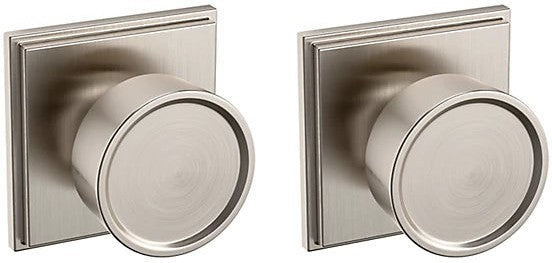 Baldwin Estate K007 Hollywood Hills Full Dummy Knob with R050 Rosette in Lifetime Satin Nickel finish