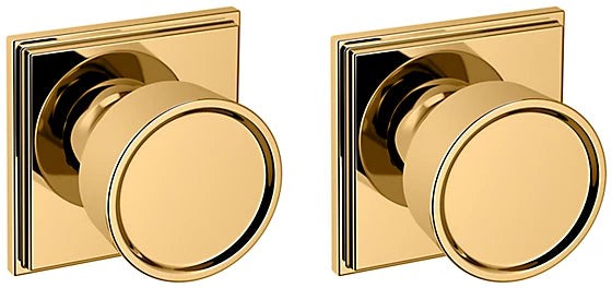 Baldwin Estate K007 Hollywood Hills Full Dummy Knob with R050 Rosette in Unlacquered Brass finish