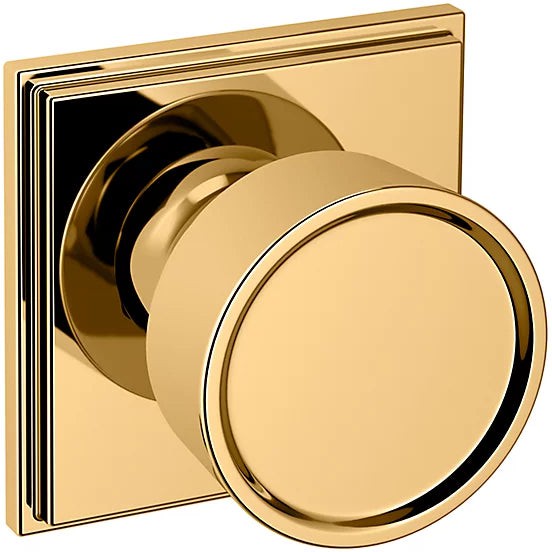 Baldwin Estate K007 Hollywood Hills Half Dummy Knob with R050 Rosette in Unlacquered Brass finish