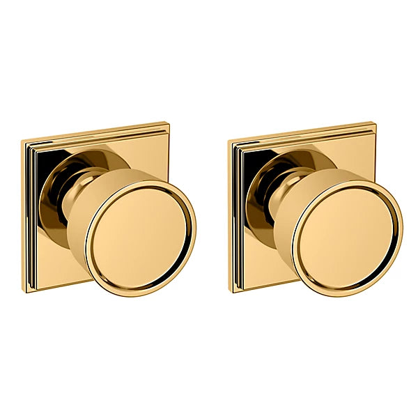 Baldwin Estate K007 Hollywood Hills Passage Knob with R050 Rose in Unlacquered Brass finish