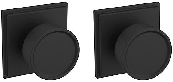 Baldwin Estate K007 Hollywood Hills Passage Knob with R050 Rosette in Satin Black finish