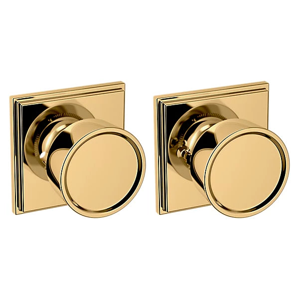 Baldwin Estate K007 Hollywood Hills Privacy Knob with R050 Rose in Lifetime Polished Brass finish