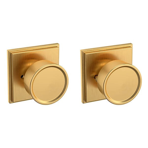 Baldwin Estate K007 Hollywood Hills Privacy Knob with R050 Rose in Lifetime Satin Brass finish