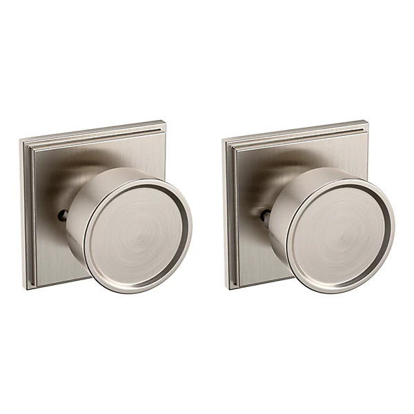 Baldwin Estate K007 Hollywood Hills Privacy Knob with R050 Rose in Lifetime Satin Nickel finish