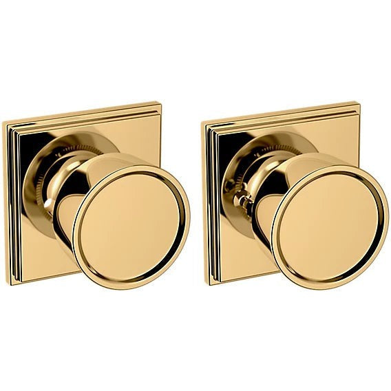 Baldwin Estate K007 Hollywood Hills Privacy Knob with R050 Rosette in Lifetime Polished Brass finish