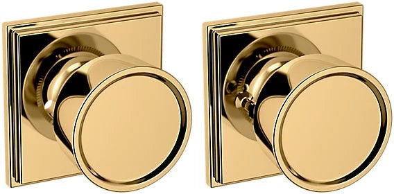 Baldwin Estate K007 Hollywood Hills Privacy Knob with R050 Rosette in Lifetime Polished Brass finish