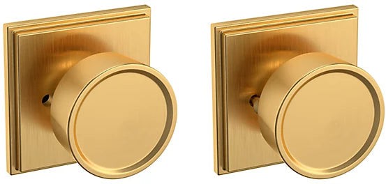 Baldwin Estate K007 Hollywood Hills Privacy Knob with R050 Rosette in Lifetime Satin Brass finish