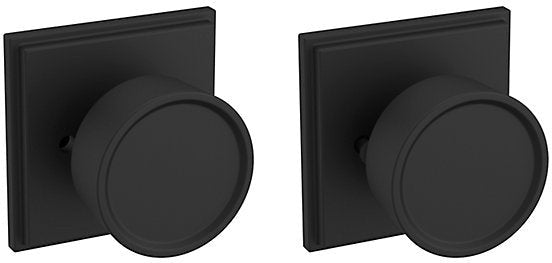 Baldwin Estate K007 Hollywood Hills Privacy Knob with R050 Rosette in Satin Black finish