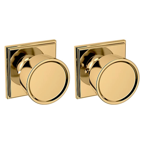 Baldwin Estate K008 Hollywood Hillls Privacy Knob with R050 Rose in Lifetime Polished Brass finish